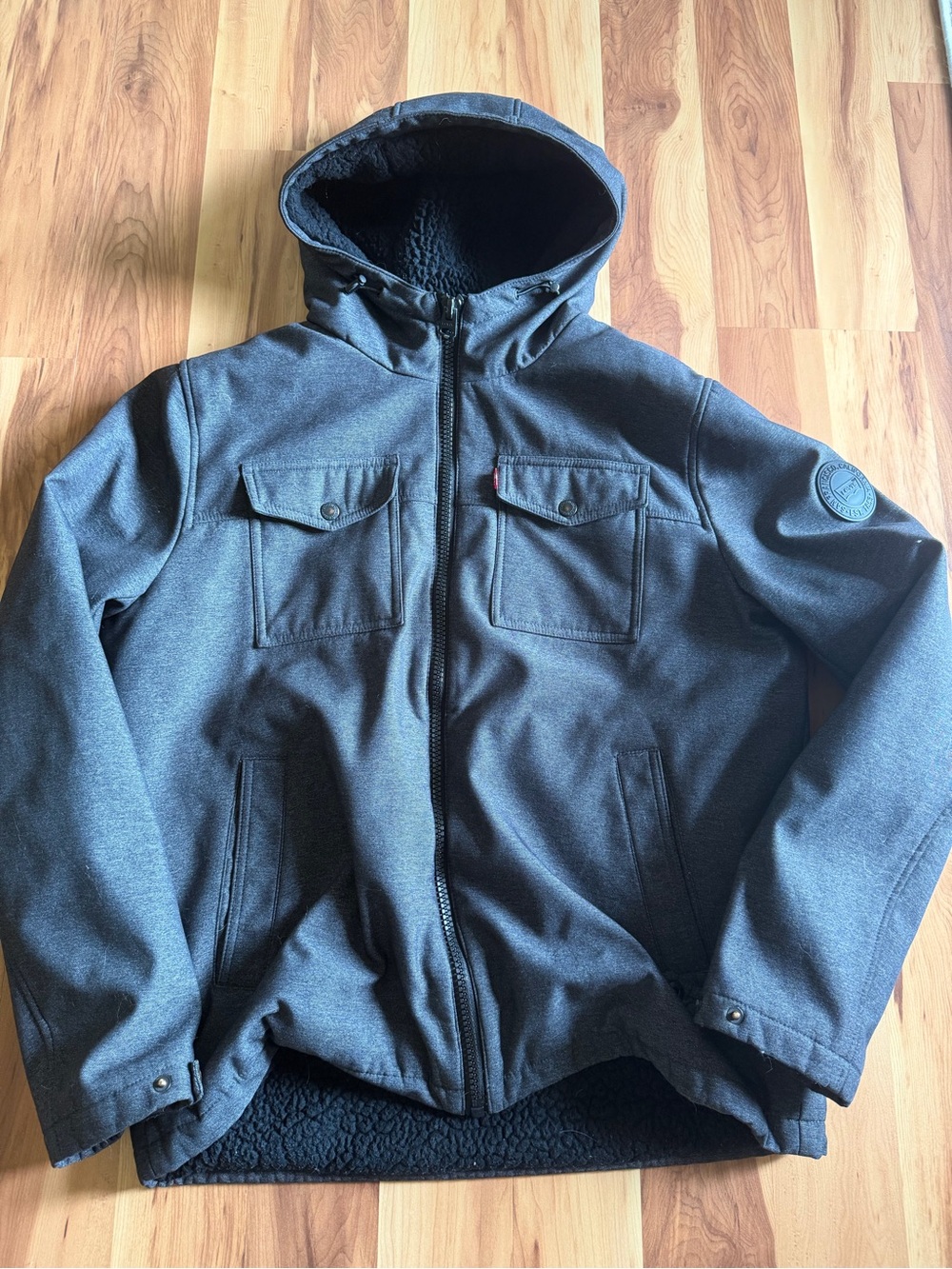 Levi's Men's Hooded Jacket in Dark Gray